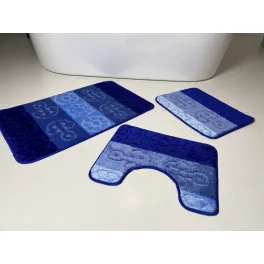 Covorase de baie 3 set - albastru cu model ancora