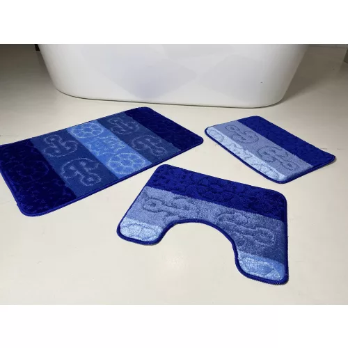 Covorase de baie 3 set - albastru cu model ancora