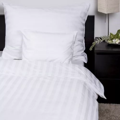 Lenjerie de pat 2 piese 140x200/50x70cm satin cu dungi