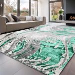  Covor modern Den Sunset 1115 Alb-Verde 60x110cm