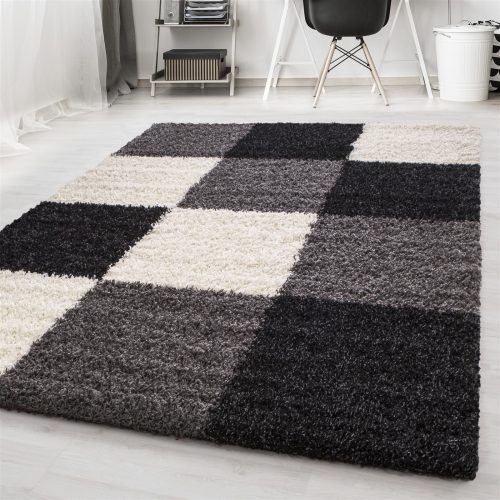 Ay life 1501 negru 80x150cm - în carouri shaggy covor
