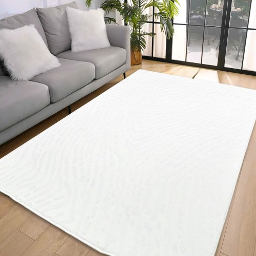 Magazin 5. Den. Covor moale alb cu design Deluxe 80x150cm - spate din cauciuc