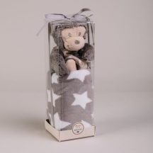   Păturică bebeluș 75x100 cm PVC în cutie cu  maimuță gri