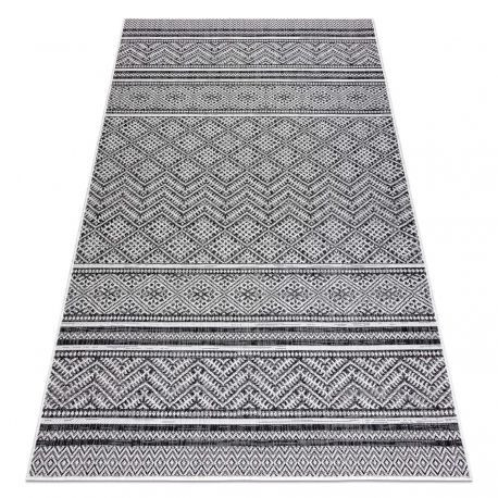 Magazin 16. Tesut sizal covor cerc SION zig-zag, diamant Boho 22168 tesut plat negru / ecru 140x190 cm