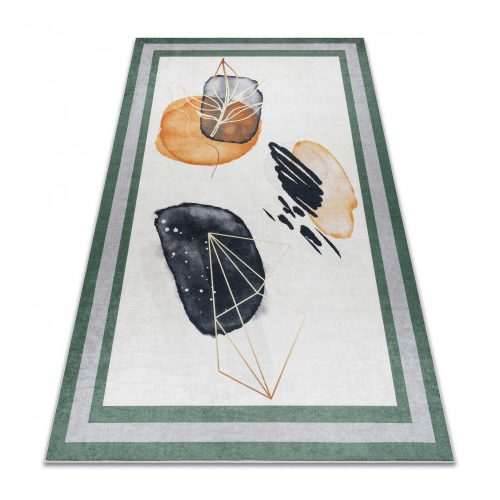  Magazin 16. ANDRE 1088 Covor lavabil Abstract antiderapant - alb / verde 160x220 cm