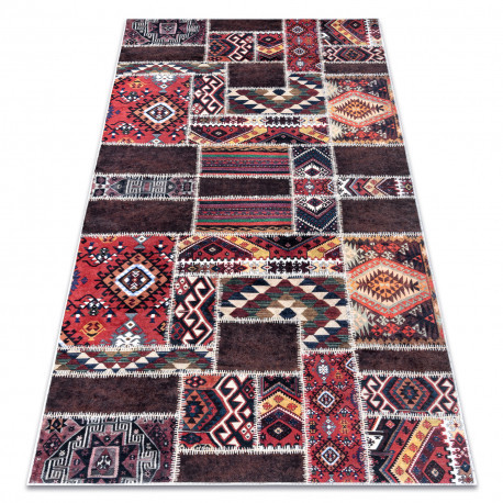  Magazin 16. ANDRE 2305 covor lavabil patchwork oriental antiderapant - visiniu / maro 160x220 cm