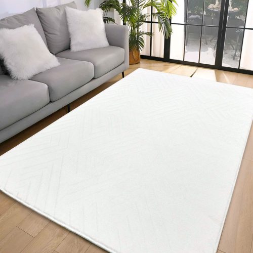  Magazin 7. Covor moale alb cu romburi de lux 66x220cm - spate din cauciuc