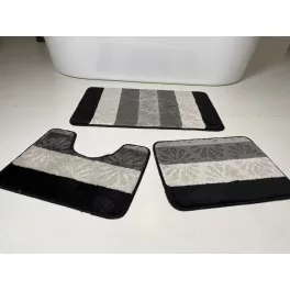 Covorase de baie 3 set - negru floare
