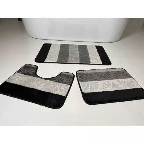 Covorase de baie 3 set - negru floare