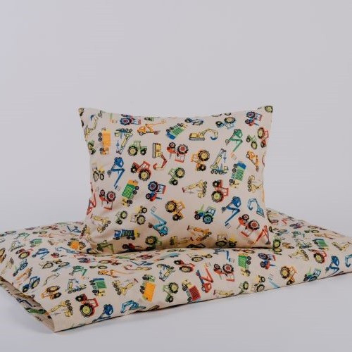 Lenjerie pentru copii Tractoare 2 piese 90x130cm și 40x50cm