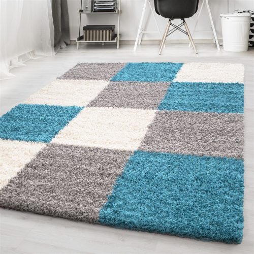  Magazin 1. Ay. life 1501 turcoaz 80x150cm - covor shaggy în carouri