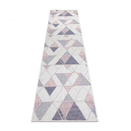 Magazin 9. Covor țesut sisal SION runner Geometric, triunghiuri 3006 țesut plat ecru / roz 70x200 cm