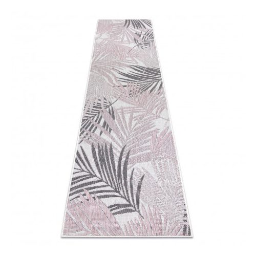  Bolti 22. Covor țesut sisal SION runner, frunze de palmier, tropical 2837 țesut plat ecru / roz 80x300 cm