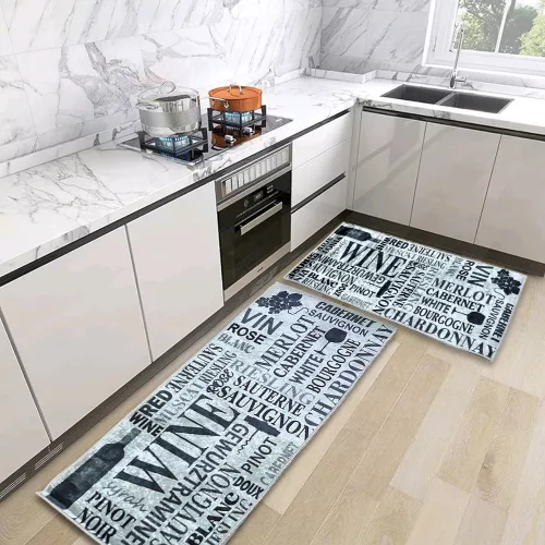 MY. SIL Set de 2 covoare de bucătărie 38x58cm+38x117cm-wine gri