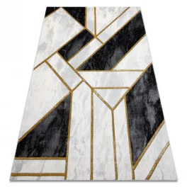   Covor EMERALD 1015 elegant, marmură - Figuri geometrice, negru / auriu 240x330 cm