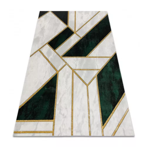 Covor EMERALD 1015 elegant, marmură - Figuri geometrice,verde / auriu 140x190 cm