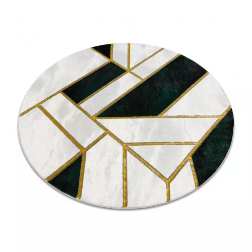Exclusiv EMERALD covor 1015 cerc- glamour, elegant, marmură  verde / aur  160 cm