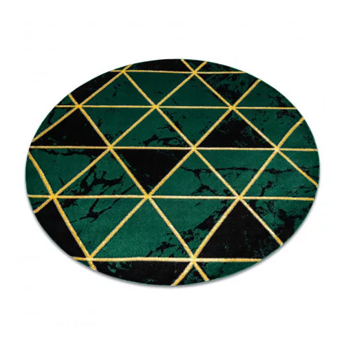 Exclusiv EMERALD covor 1020 cerc- glamour, elegant, marmură , triunghiuri verde/ aur  160 cm