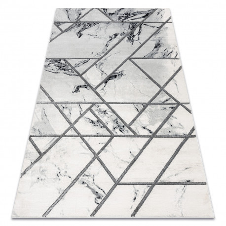 Covor EMERALD 0085 elegant, marmură - Figuri geometrice, alb / argint  200x290 cm