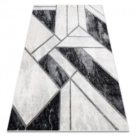 Covor EMERALD 81953 elegant, marmură - Figuri geometrice, negru / argint  180x270 cm