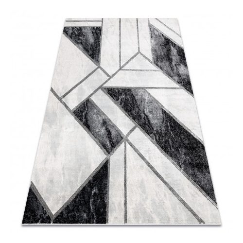 Covor EMERALD 81953 elegant, marmură - Figuri geometrice, negru / argint  160x220 cm