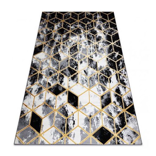 Covor modern GLOSS 3D 409A 82 elegant art deco negru / auriu / gri 240x330 cm