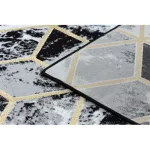 Covor modern GLOSS 3D 409A 82 elegant art deco negru / auriu / gri 80x150 cm