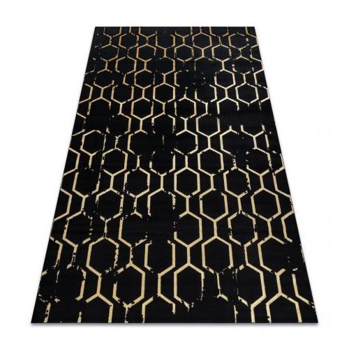 Covor modern GLOSS 407C 86 elegant art deco negru / auriu 160x220 cm