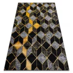 Covor modern GLOSS 400B 86 elegant art deco, 3D Figuri geometrice, negru / auriu 140x190 cm