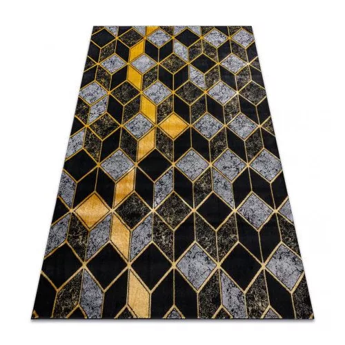 Covor modern GLOSS 400B 86 elegant art deco, 3D Figuri geometrice, negru / auriu 140x190 cm