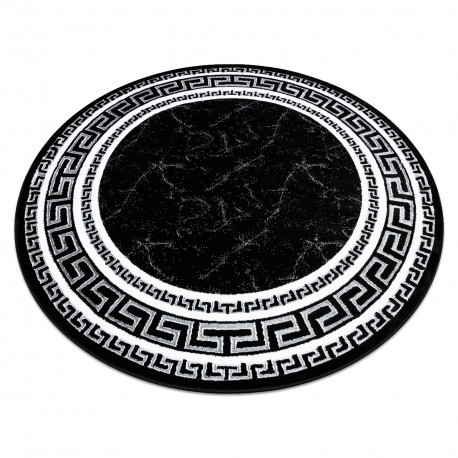 Modern GLOSS covor cerc 2813 87 elegant, negru cu chenar grecesc  150 cm