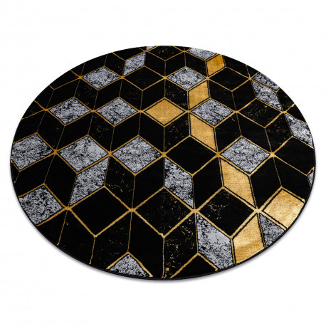 Modern GLOSS covor  400B 86 elegant, glamour, art deco, 3D geometric negru / aur cerc 150 cm