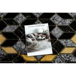 Covor modern GLOSS, Traverse 400B 86 elegant, glamour, art deco, 3D geometric negru / aur 80x300 cm