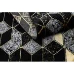 Covor modern GLOSS, Traverse 400B 86 elegant, glamour, art deco, 3D geometric negru / aur 80x300 cm