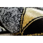 Covor modern GLOSS, Traverse 400B 86 elegant, glamour, art deco, 3D geometric negru / aur 80x300 cm