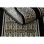 Covor modern GLOSS, Traverse 6776 86 elegant,chenar grecesc negru / aur 80x200 cm