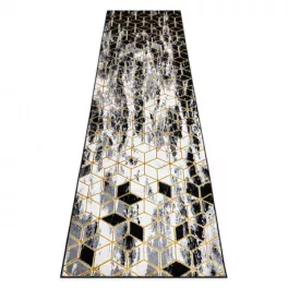   Covor modern GLOSS, Traversa 409A 82 elegant art deco negru / gri / auriu 70x300 cm