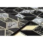 Covor modern GLOSS, Traversa 400B 86 elegant art deco, 3D Figuri geometrice, negru / auriu 70x250 cm