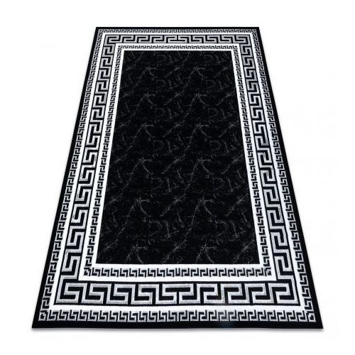 Covor modern GLOSS 2813 87 elegant,chenar grecesc negru / Gri 60x300 cm