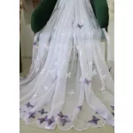  TRD. Perdea gata confecționată Amelia alb model fluture violet 300x250cm