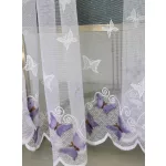  TRD. Perdea gata confecționată Amelia alb model fluture violet 300x250cm
