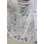  TRD. Perdea gata confecționată Amelia alb model fluture violet 300x250cm