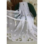  TRD. Perdea gata confecționată Amelia alb verde model fluture 200x160cm