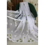  TRD. Perdea gata confecționată Amelia alb verde model fluture 300x180cm