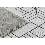 Covor plat din sisal țesut 48731960 Pătrățele, Figuri geometrice, crem / gri 140x200 cm