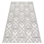 Covor plat din sisal țesut 48731960 Pătrățele, Figuri geometrice, crem / gri 80x150 cm