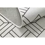 Covor plat din sisal țesut 48731960 Pătrățele, Figuri geometrice, crem / gri 80x150 cm