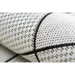 Covor plat din sisal țesut 48731960 Pătrățele, Figuri geometrice, crem / gri 80x150 cm