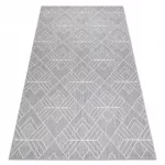 Covor plat din sisal țesut 48731637 Pătrățele, Figuri geometrice, gri / crem 80x150 cm