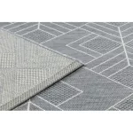 Covor plat din sisal țesut 48731637 Pătrățele, Figuri geometrice, gri / crem 80x150 cm
